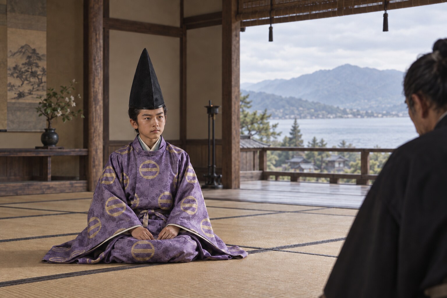 近江坂本で将軍職を継いだ少年期の義藤のイメージ(AI生成)(AI生成イメージ)