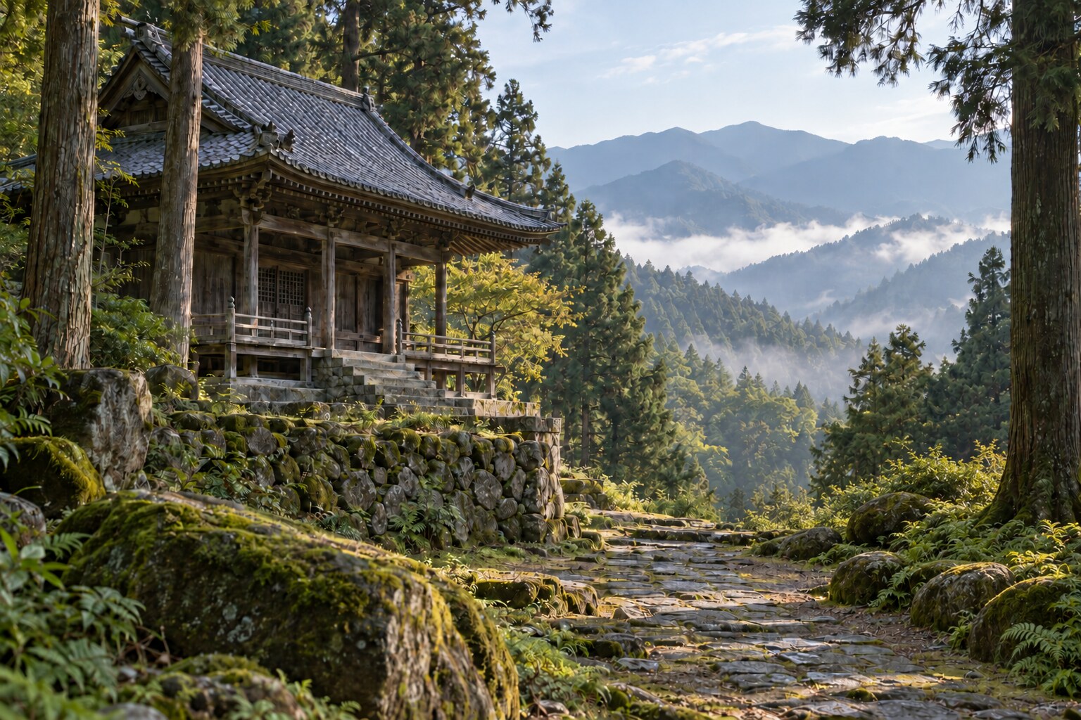 甲斐の寺院と供養の風景をイメージした想像図。自元寺の実景ではない（AI生成イメージ）