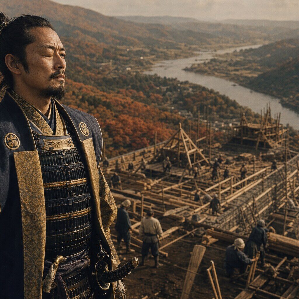 仙台城(青葉城)築城(AI生成イメージ)