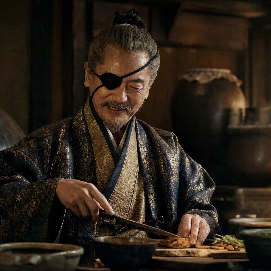 晩年の政宗・料理と茶の湯(AI生成イメージ)