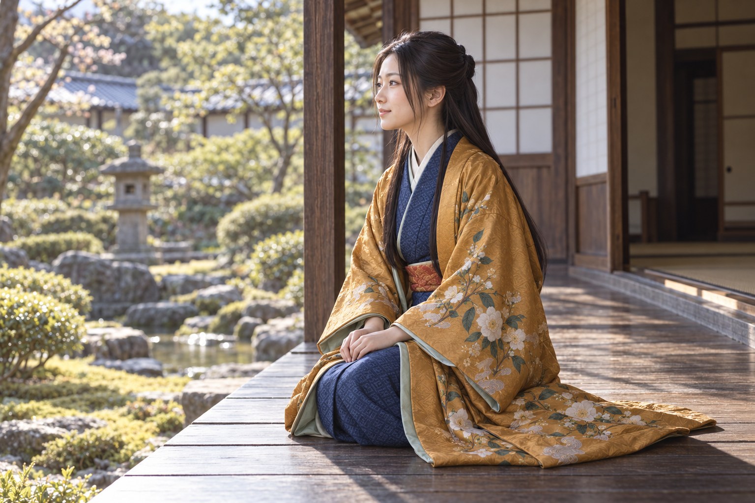 若い日の栄姫を描いた想像場面(AI生成。生年・居所・容貌を確定した復元ではない)(AI生成イメージ)