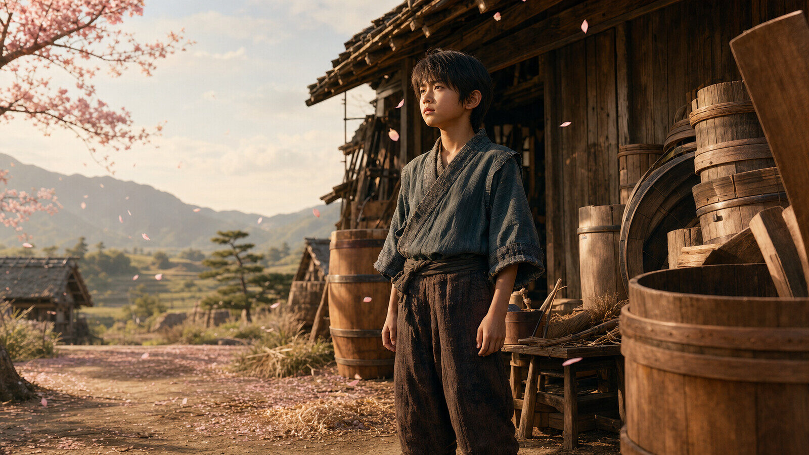 尾張海東・幼年期の市松(AI生成イメージ)