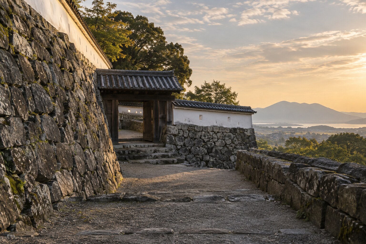 古田氏時代の城をしのぶ情景の想像図（AI生成イメージ）