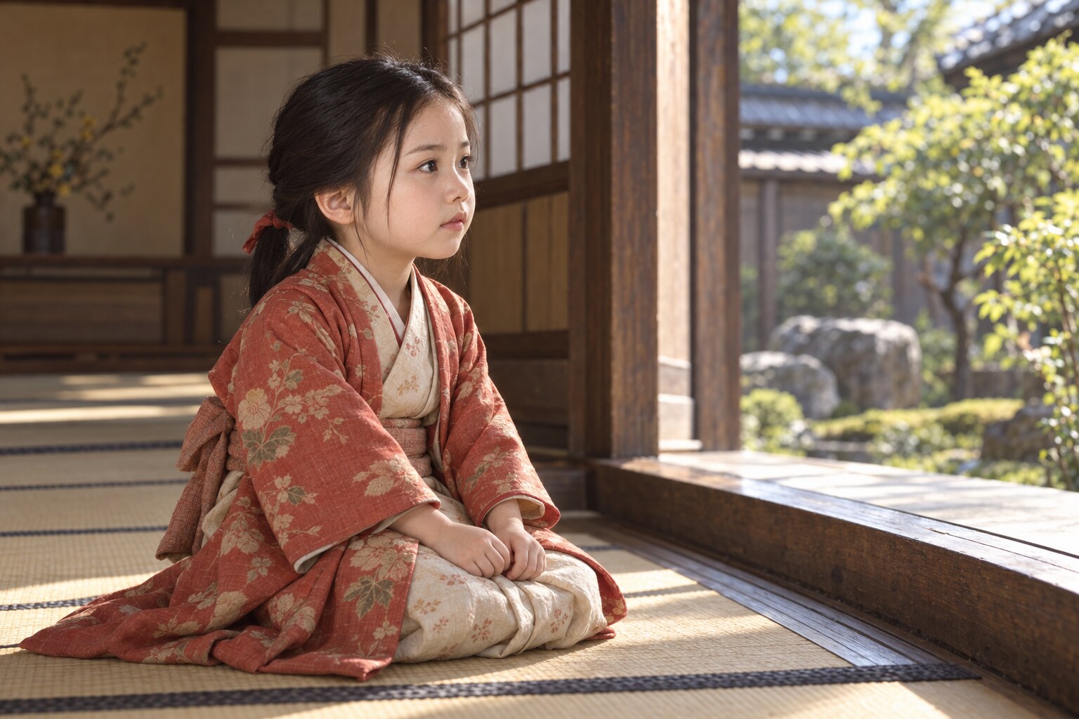 幼い豪姫の想像復元。前田家での特定の一日を記録したものではない(AI生成イメージ)
