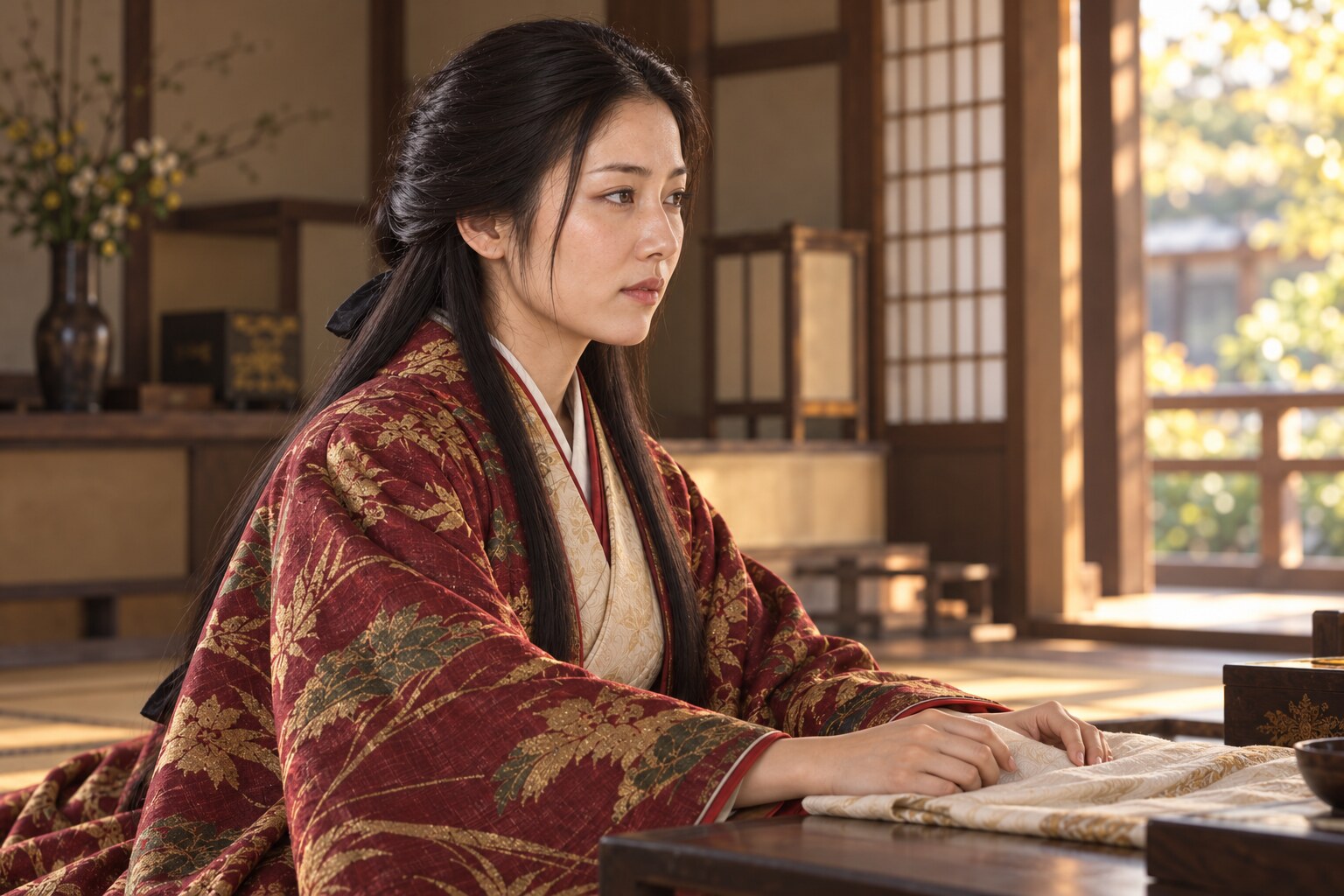 宇喜多家で暮らした時期の豪姫の想像復元。子供の人数や容貌を示す図ではない(AI生成イメージ)