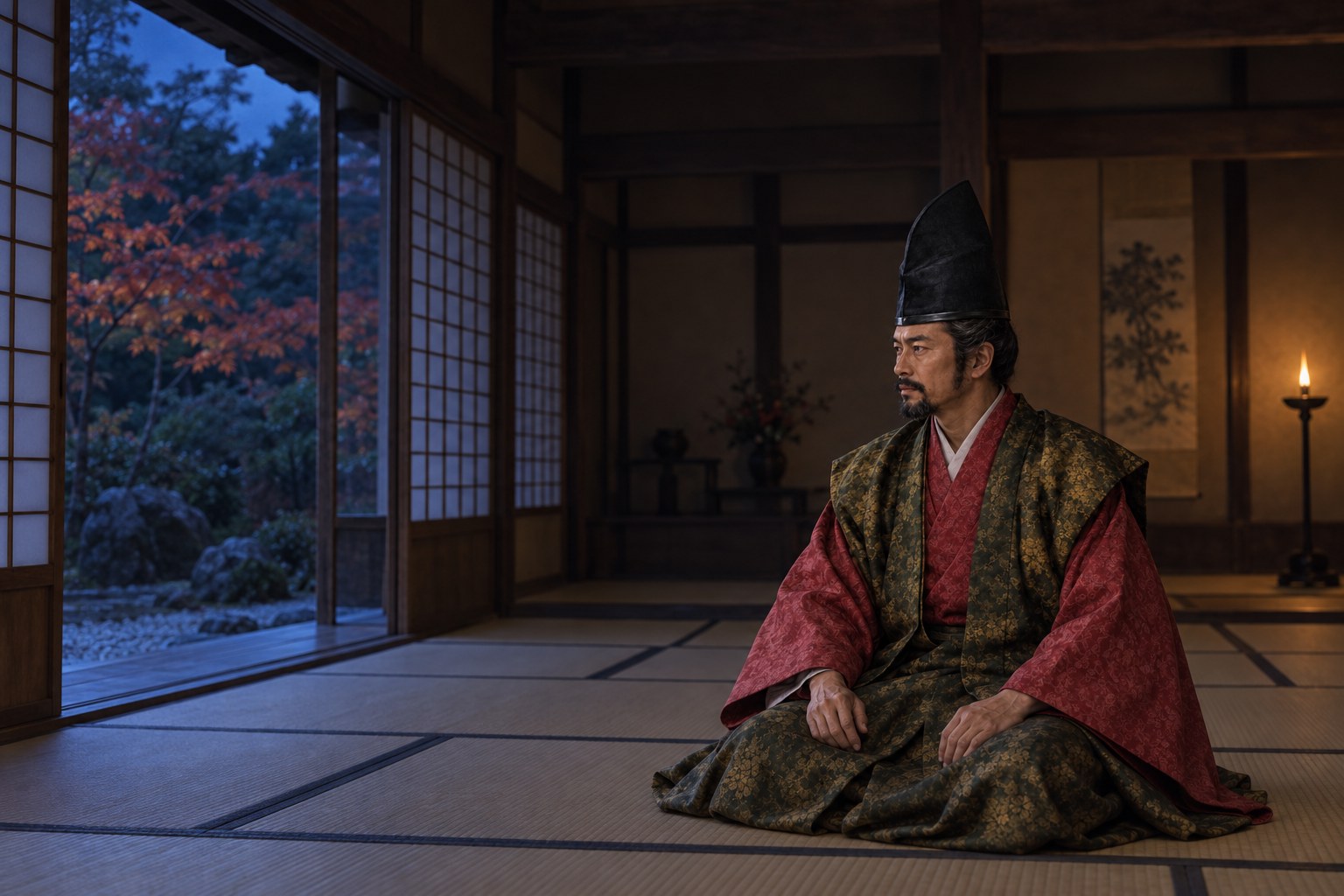 晩年の頼隆を思い描いた静かな室内の情景(AI生成イメージ)