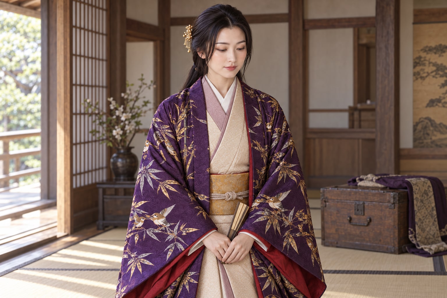 北条と今川の婚姻を象徴する成人姿の想像図。婚礼や婚姻時の年齢を再現していない（AI生成イメージ）