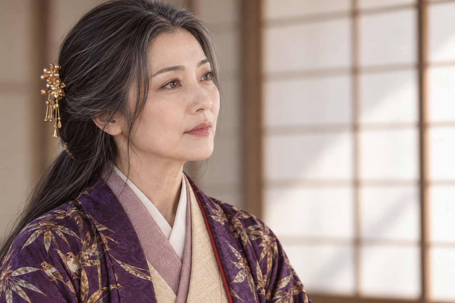 晩年の早川殿を表す想像図。臨終の場面や死因を示す画像ではない（AI生成イメージ）