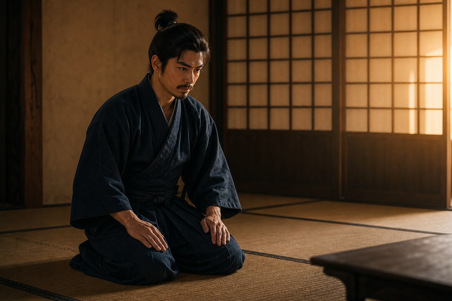 尾張津島の若き日（二十歳前後・秀吉の小姓として控える）（AI生成イメージ）