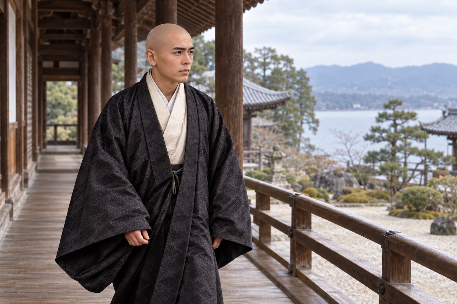 三井寺での修学を思わせる幻庵の青年期（AI生成イメージ）（AI生成イメージ）
