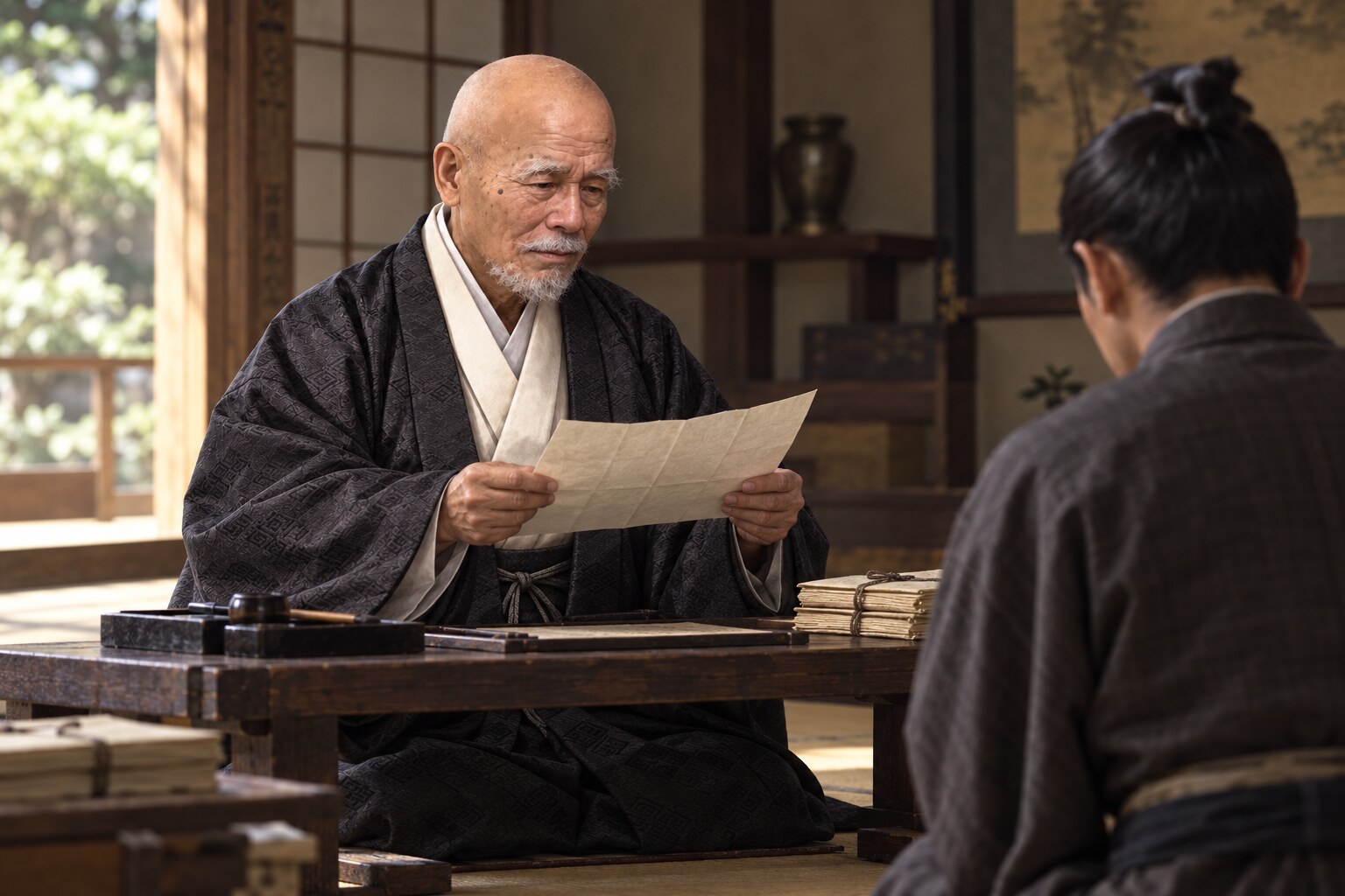 所領と一門の仕事に向き合う幻庵（AI生成イメージ）（AI生成イメージ）