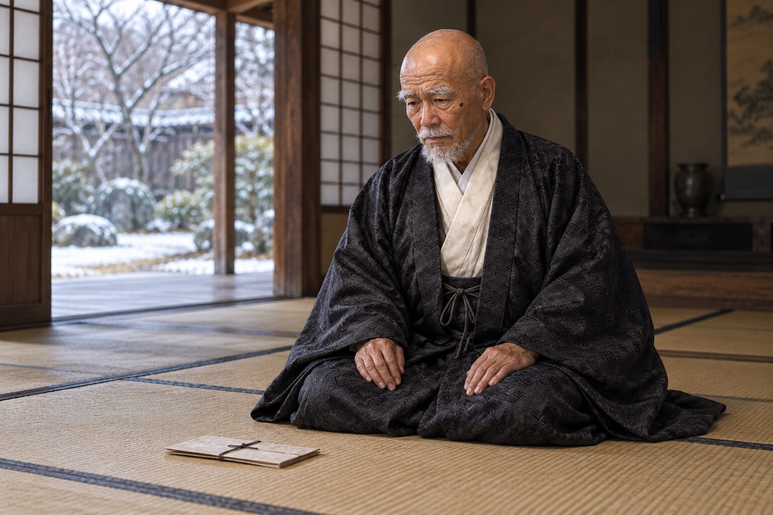 息子たちを失った時期の幻庵を描く想像場面（AI生成）（AI生成イメージ）