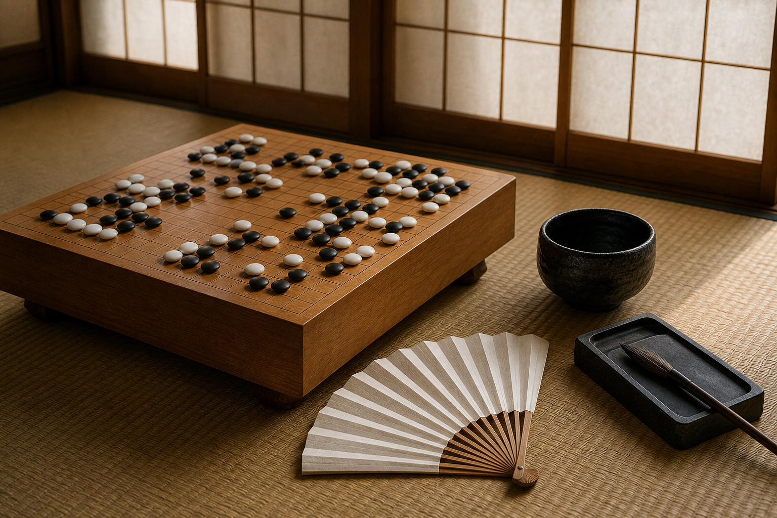 碁盤を囲む静寂の情景(AI生成イメージ)