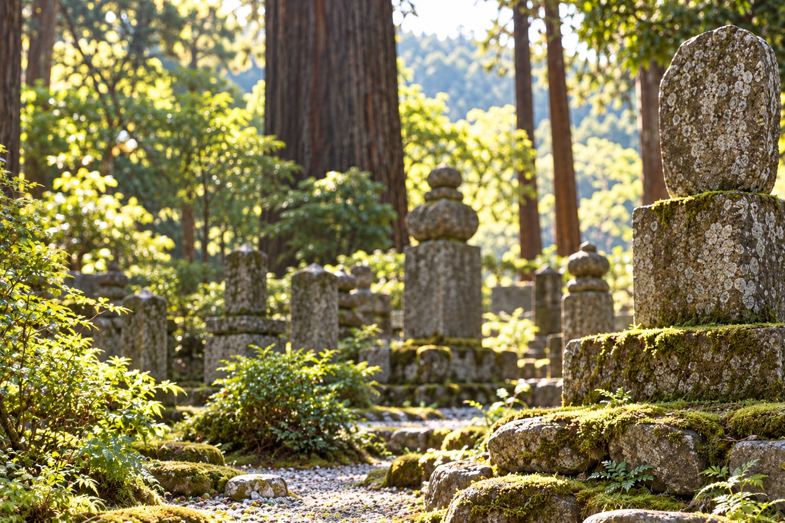ガラシャへの追悼を象徴する庭園の想像図。泰勝寺など実在の墓所・碑を再現したものではない(AI生成イメージ)