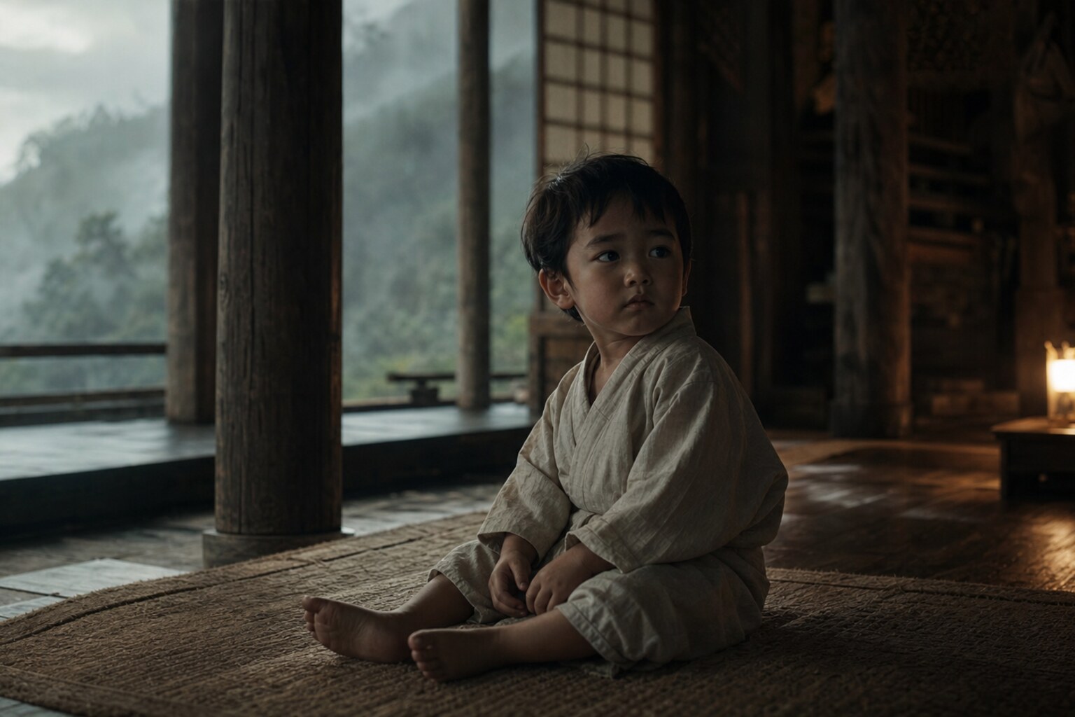 井伊谷に生まれ滅びの淵を生き延びた幼き虎松(AI生成イメージ)