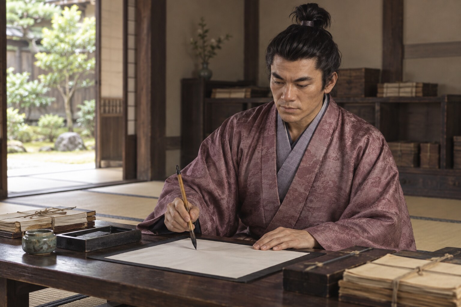 文書を扱う一正（想像図）（AI生成イメージ）