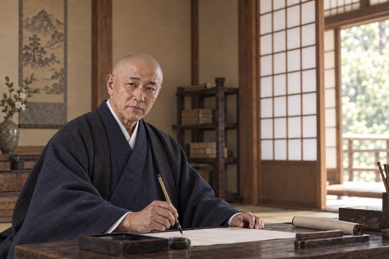 晩年の氏真が和歌に向き合う情景(AI生成イメージ)