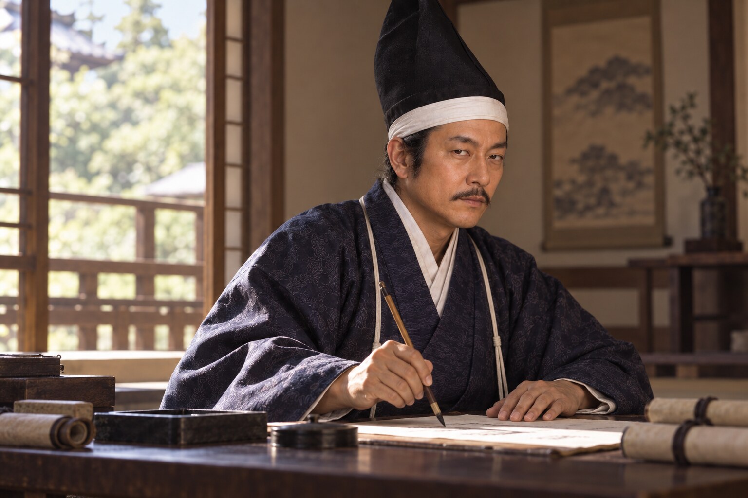 法令や文書による領国経営をイメージした義元の想像図（AI生成イメージ）