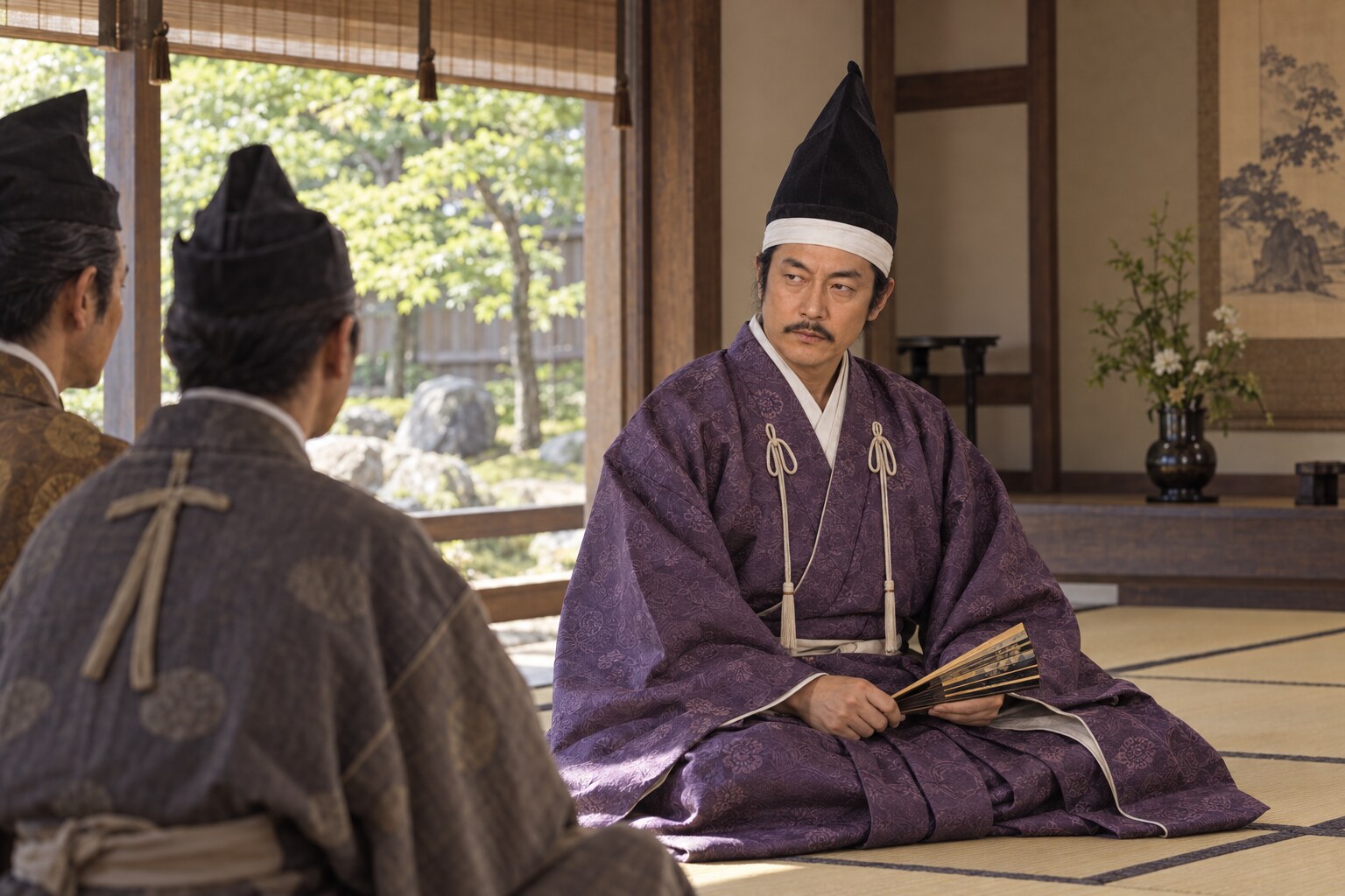 駿府の文化交流をイメージした義元と客人の想像図（AI生成イメージ）