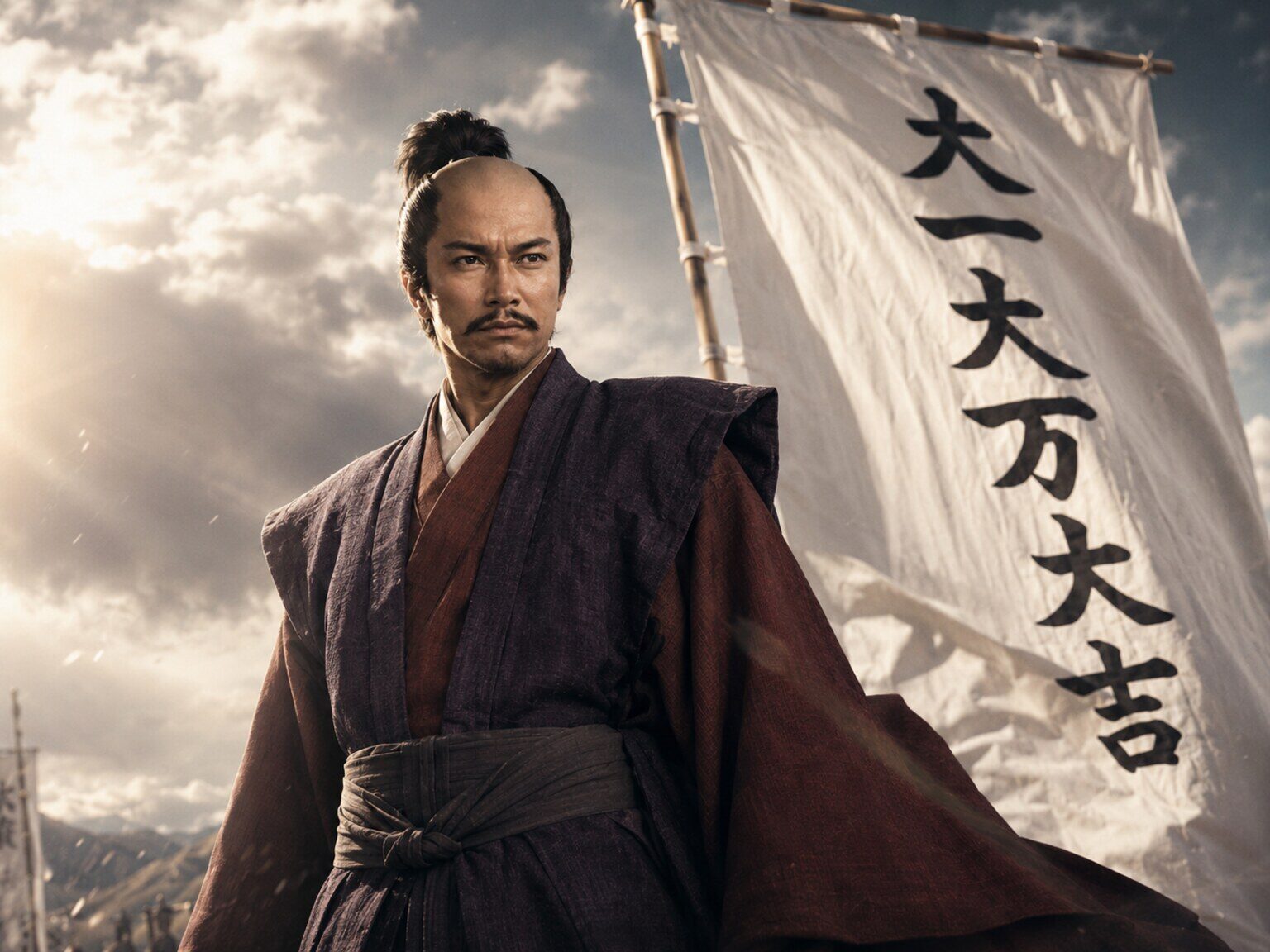大一大万大吉の旗印（AI生成イメージ）
