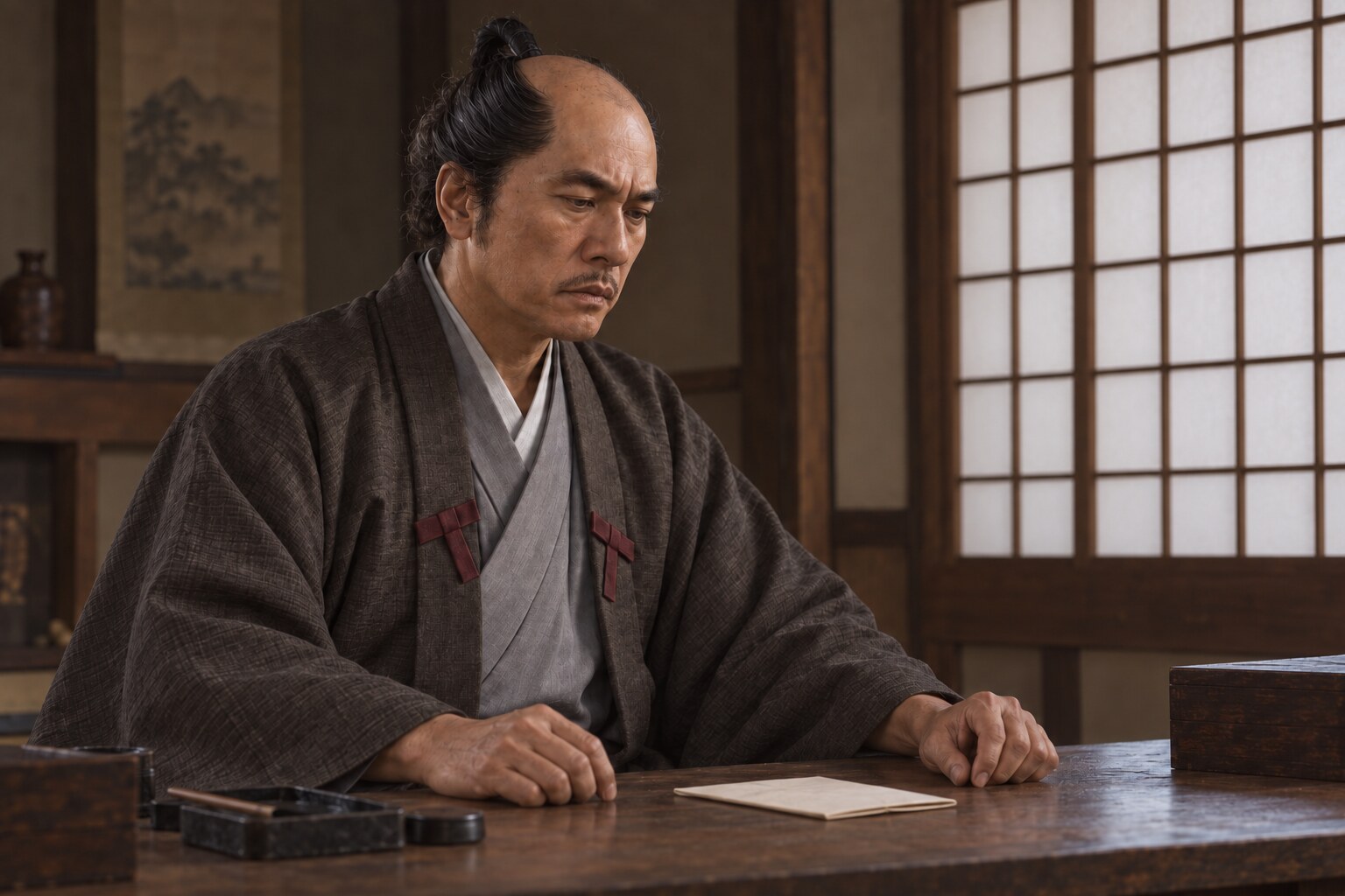 主家の転換期にある長近を描いた想像図（AI生成イメージ）