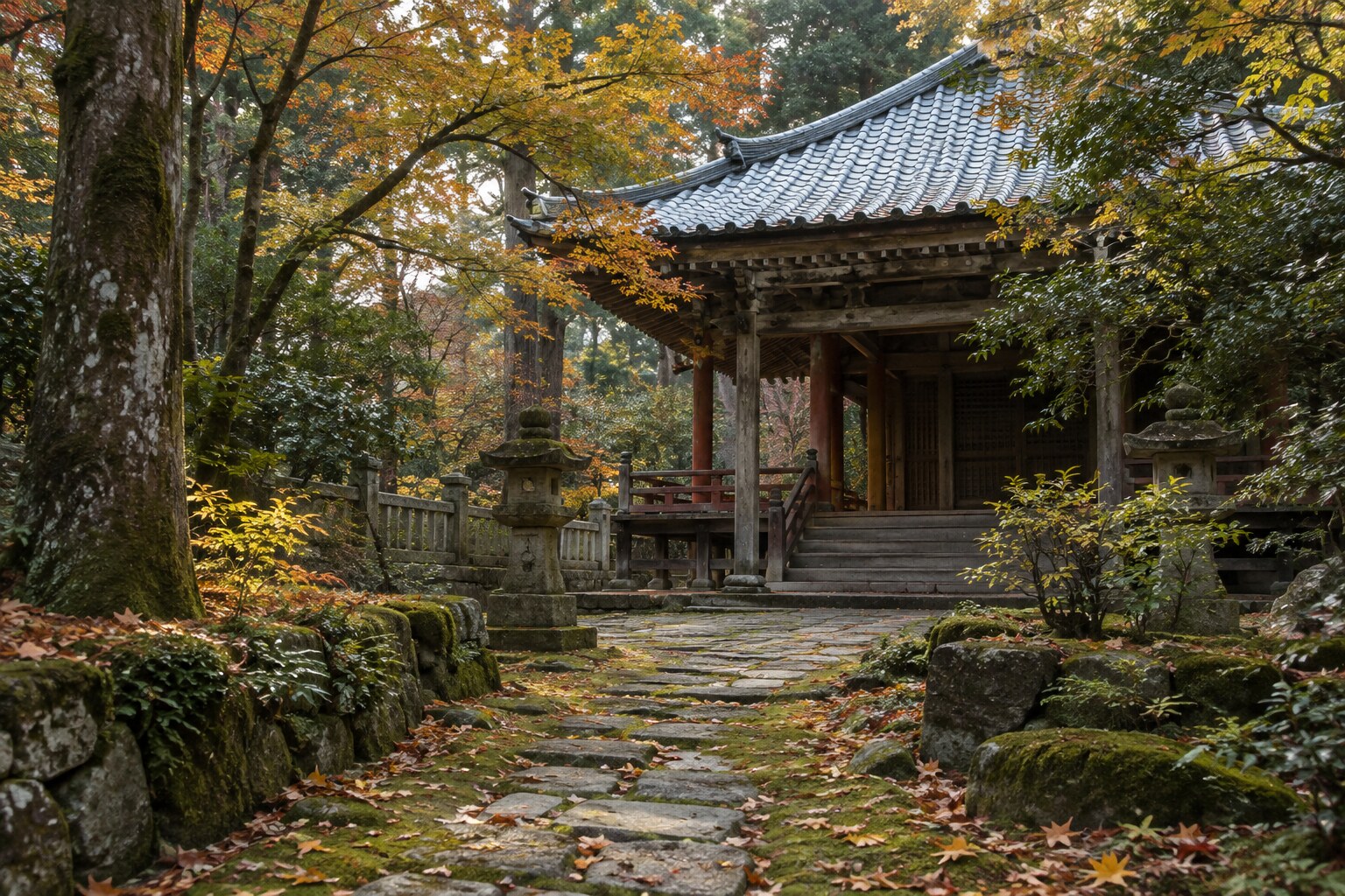 藩祖を偲ぶ寺の境内を表現した想像図。曹渓院の実景ではない（AI生成イメージ）