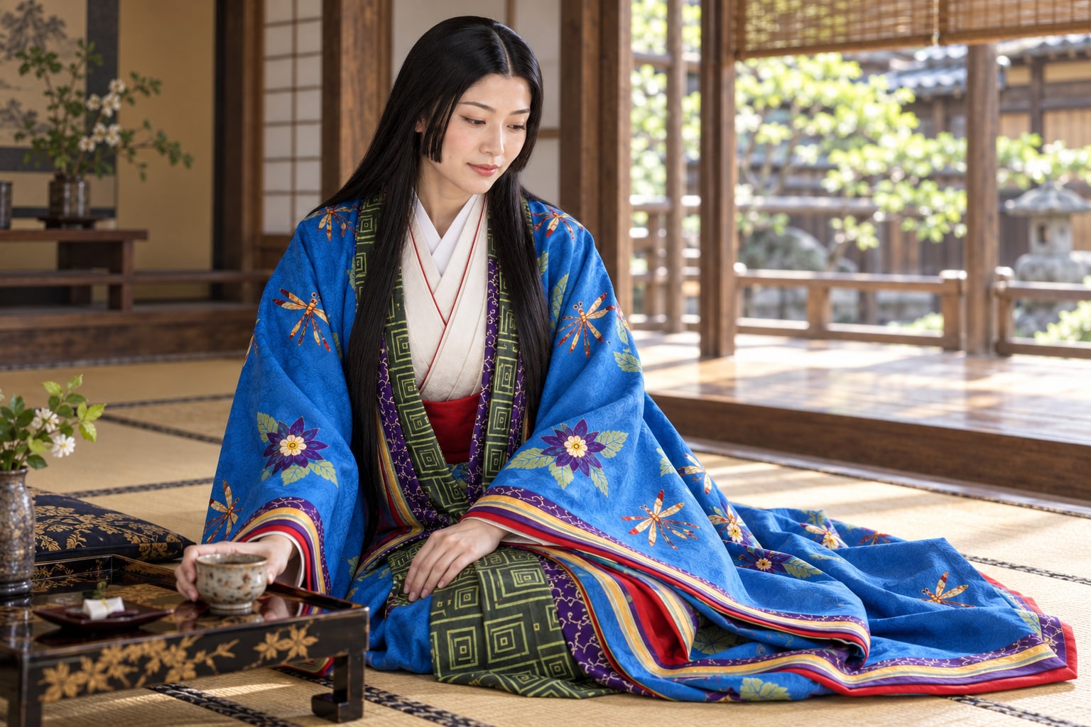 館で静かに過ごす小少将の想像図。特定の出来事の再現ではない（AI生成イメージ）