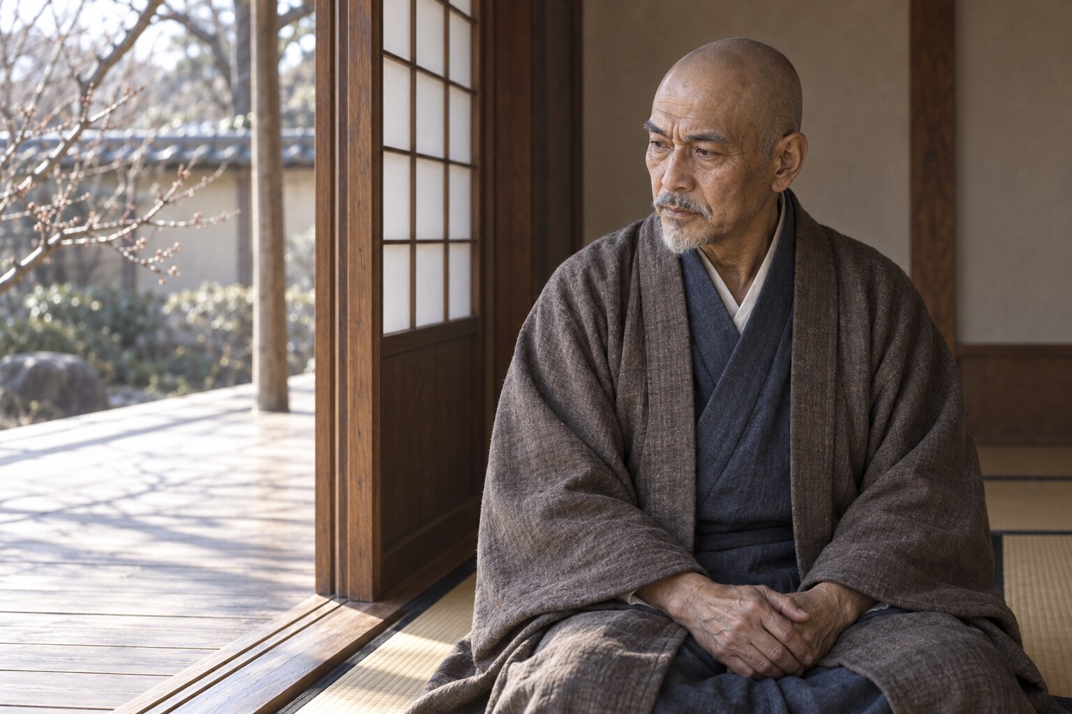 卜庵と号した晩年の利安の想像肖像（AI生成イメージ）