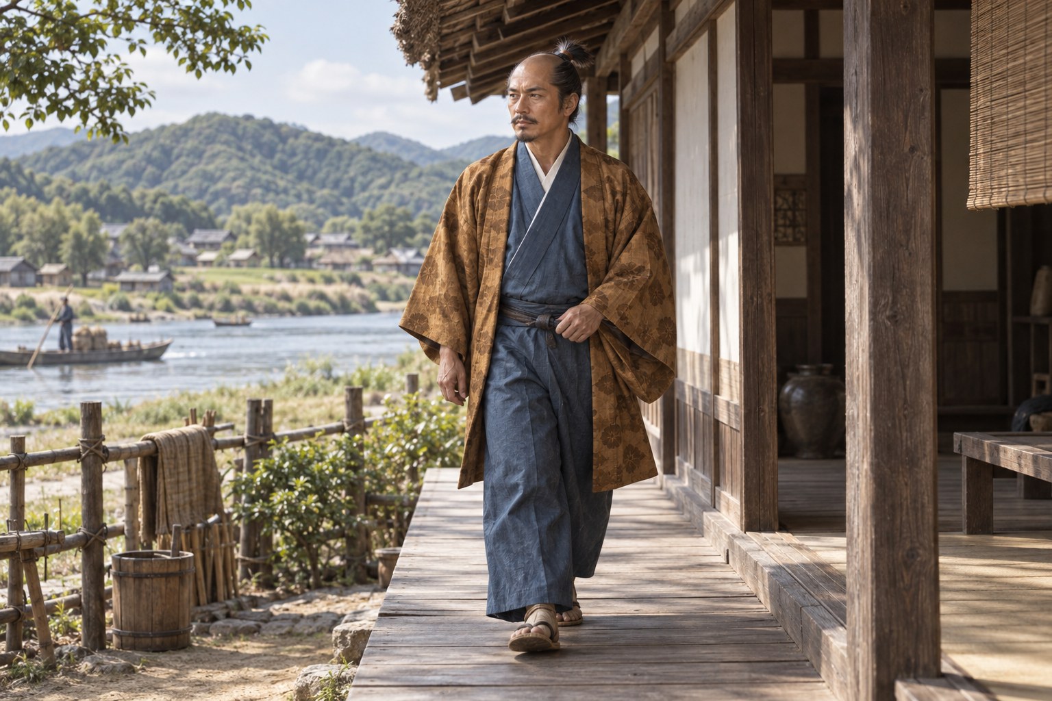 妻鹿の居所をイメージした職隆の想像図。国府山の建物の復元ではない(AI生成イメージ)