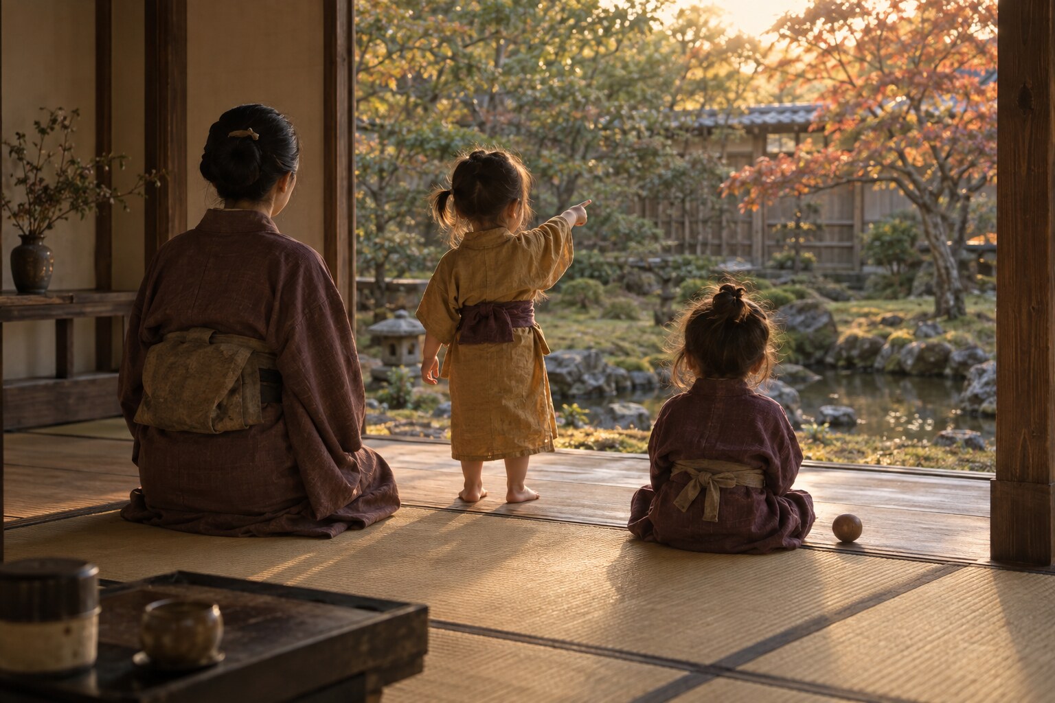 信康の時代に残された家族を象徴する城内の生活風景(AI生成)(AI生成イメージ)