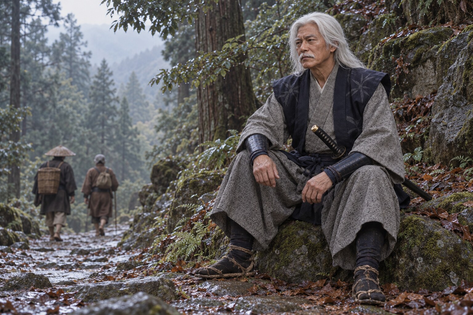伊賀の山道を見渡す三太夫の想像図。本人の参戦を再現したものではない（AI生成イメージ）（AI生成イメージ）