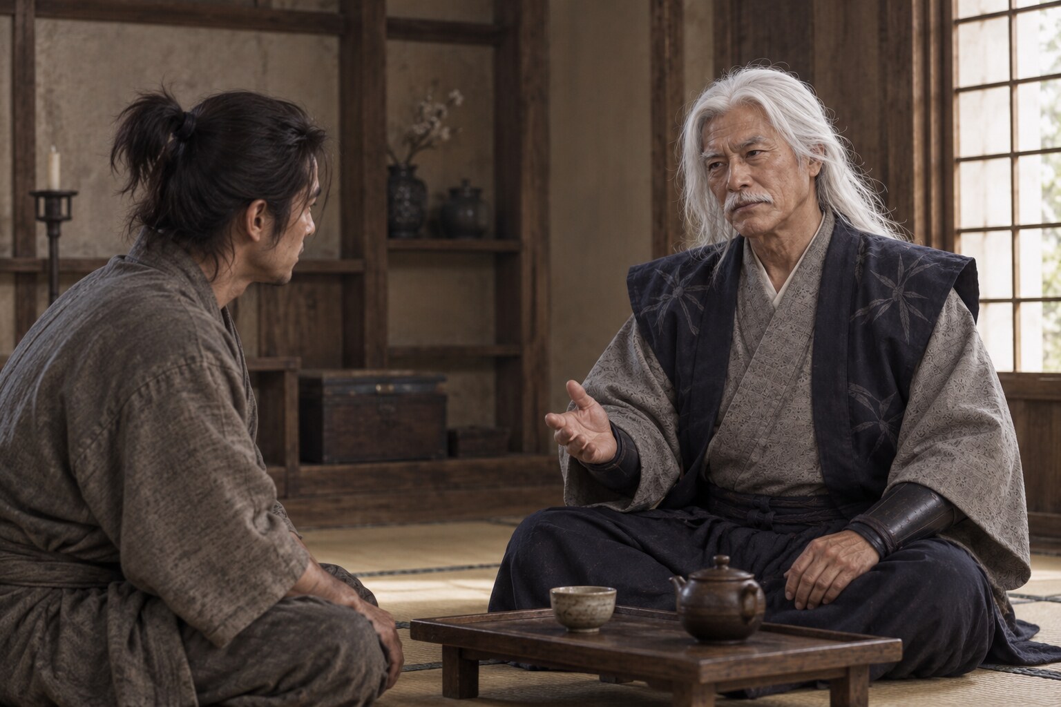 三太夫が弟子に教える物語の想像図。史実の師弟関係を示すものではない（AI生成イメージ）（AI生成イメージ）