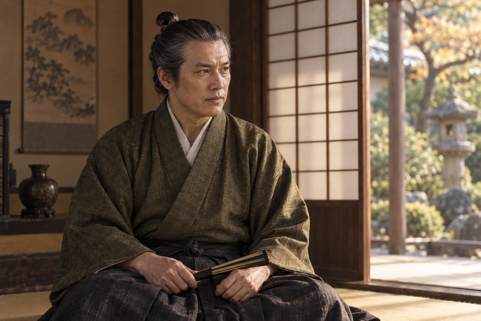 長府と江戸での務めを重ねた晩年の秀元の想像図（AI生成イメージ）
