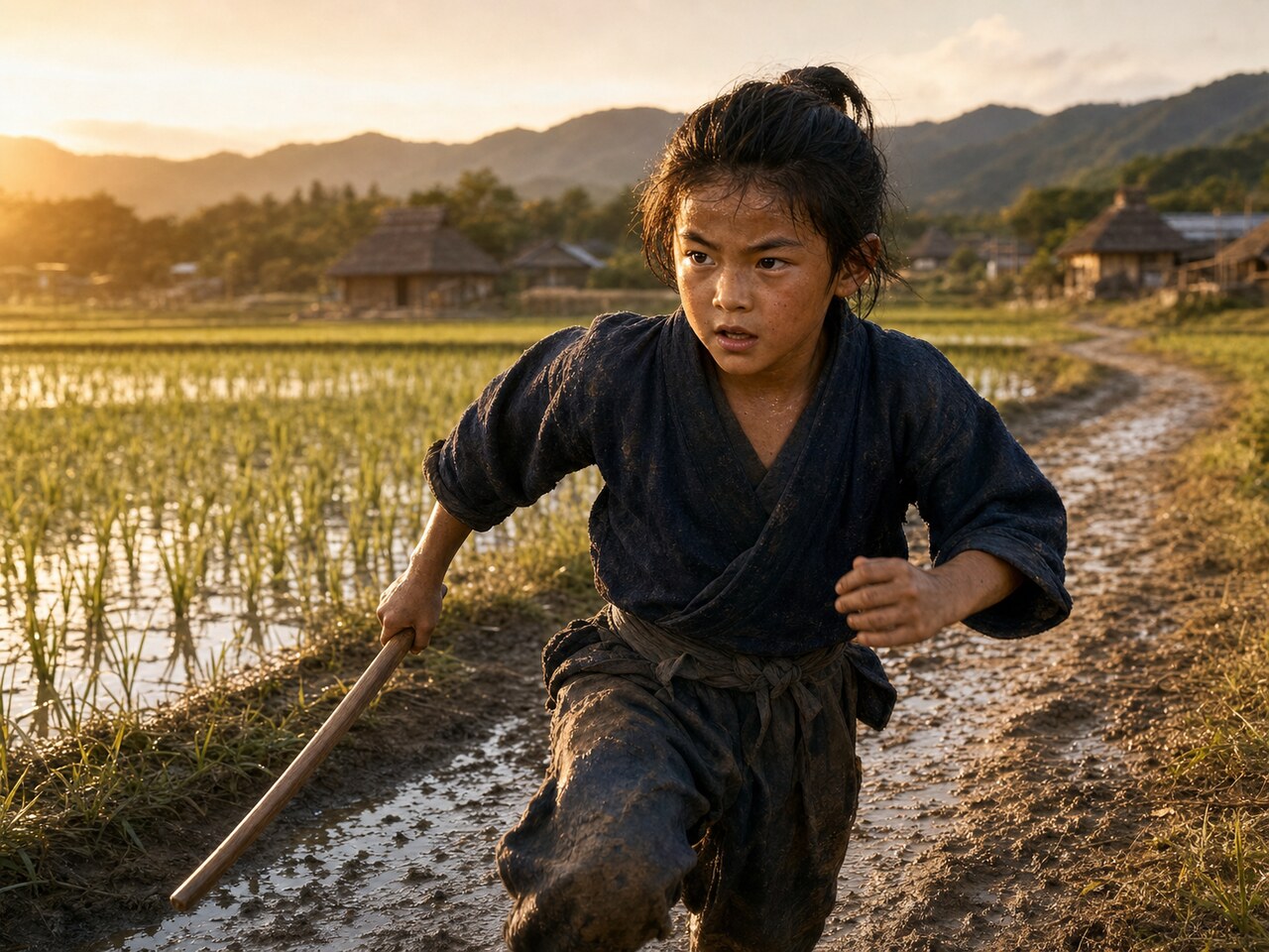 播磨の若き母里太兵衛(AI生成イメージ)