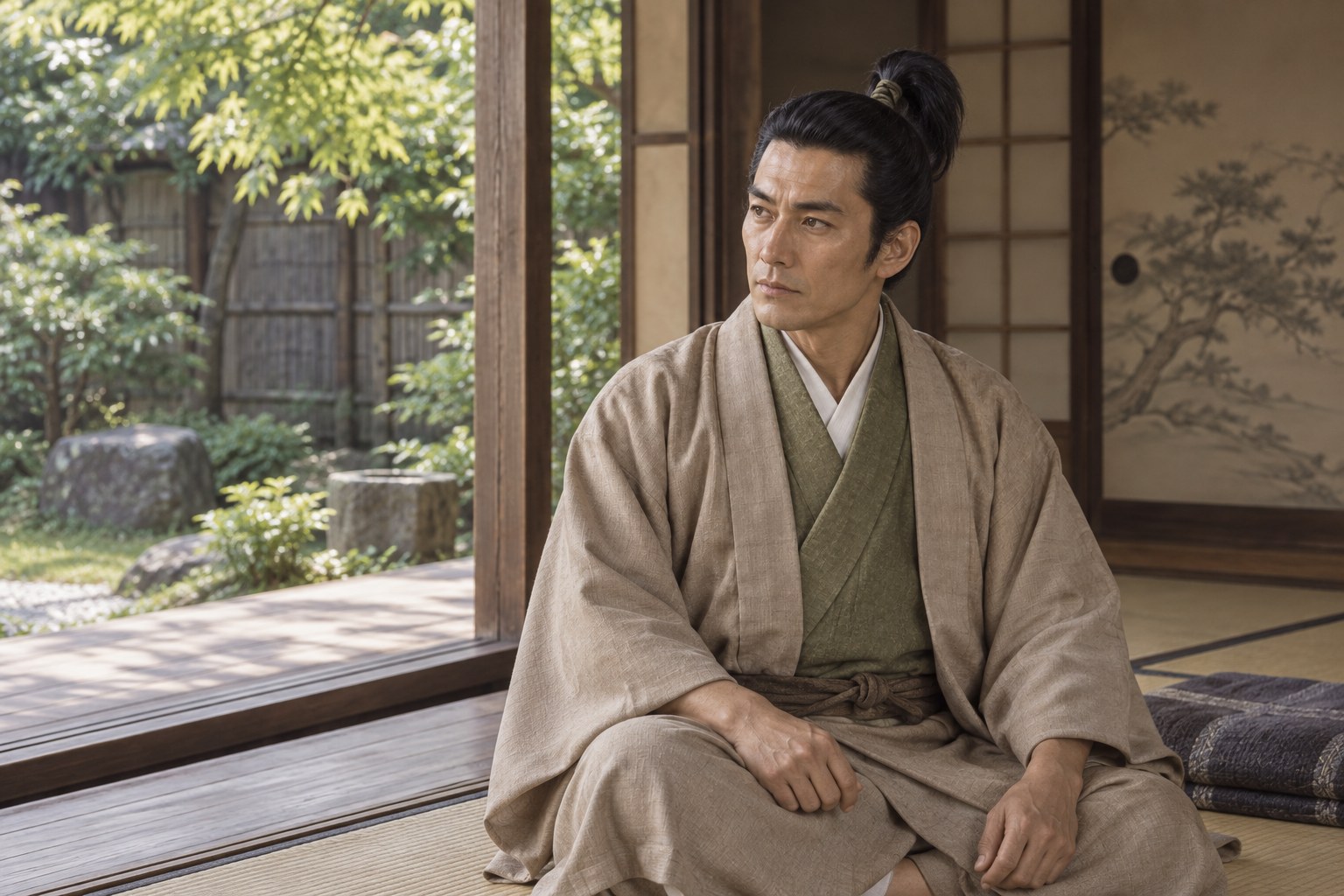 晩年の一氏を題材にした想像図。年齢や病状の復元ではない（AI生成イメージ）