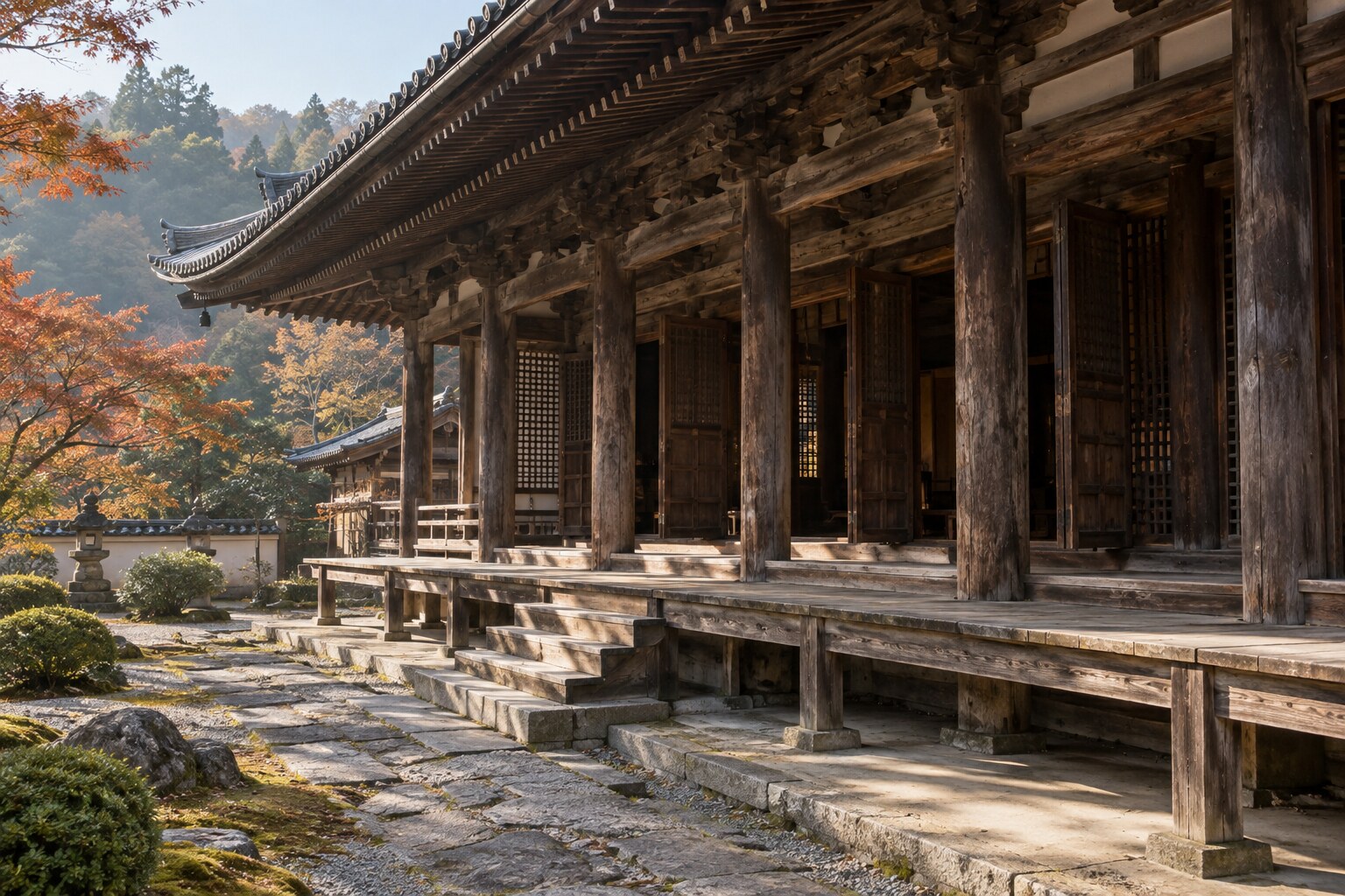 家康没後の祭祀を担った時代の寺院の想像図（AI生成・実在建物の復元ではない）（AI生成イメージ）