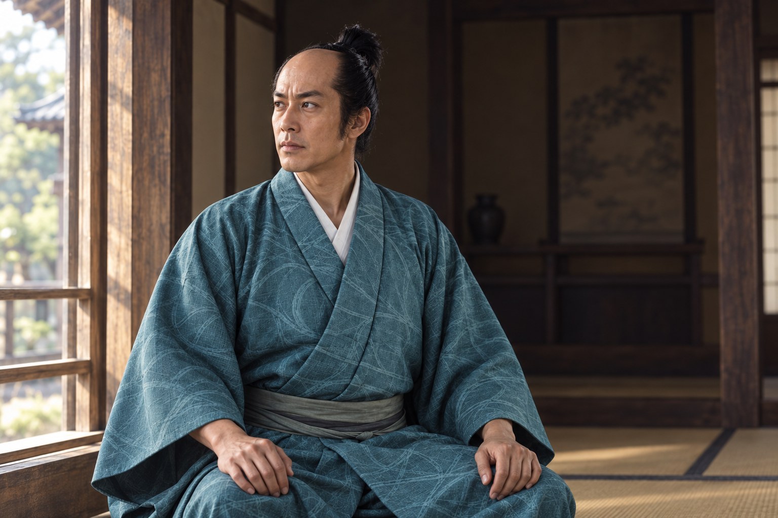 晩年の盛義をイメージした想像図。病状や死亡場所の復元ではない（AI生成イメージ）