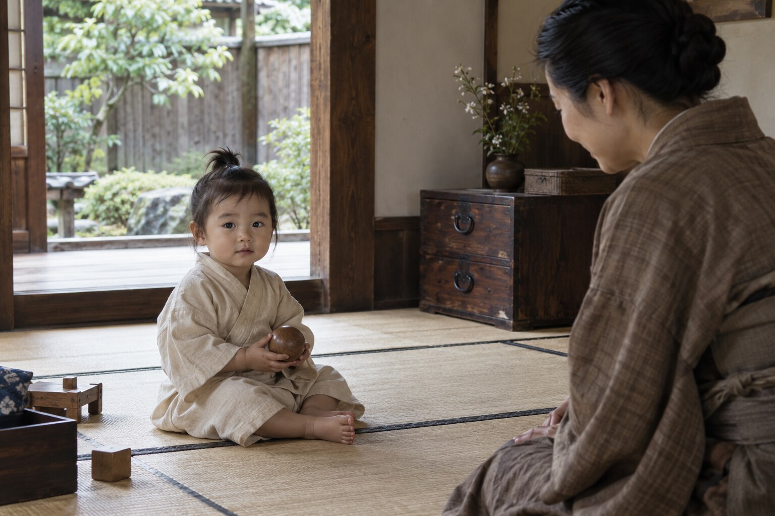 幼い三法師の暮らしを想像した場面(AI生成イメージ)