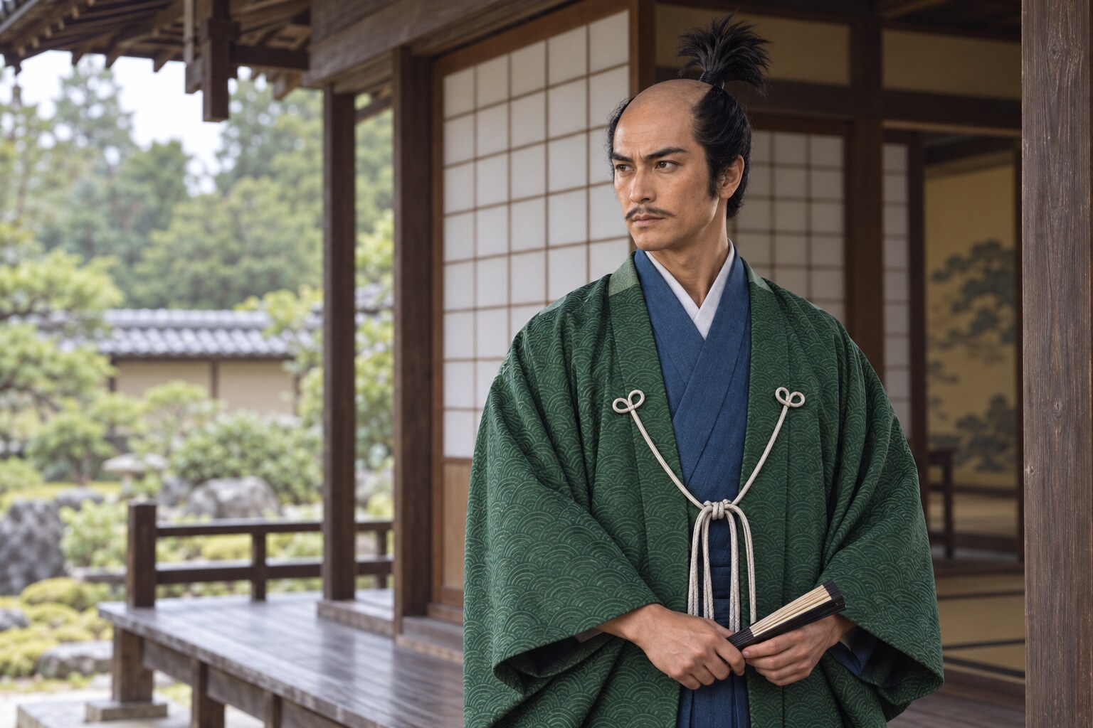 豊臣家への出仕を表す若い治長の想像場面（AI生成イメージ）