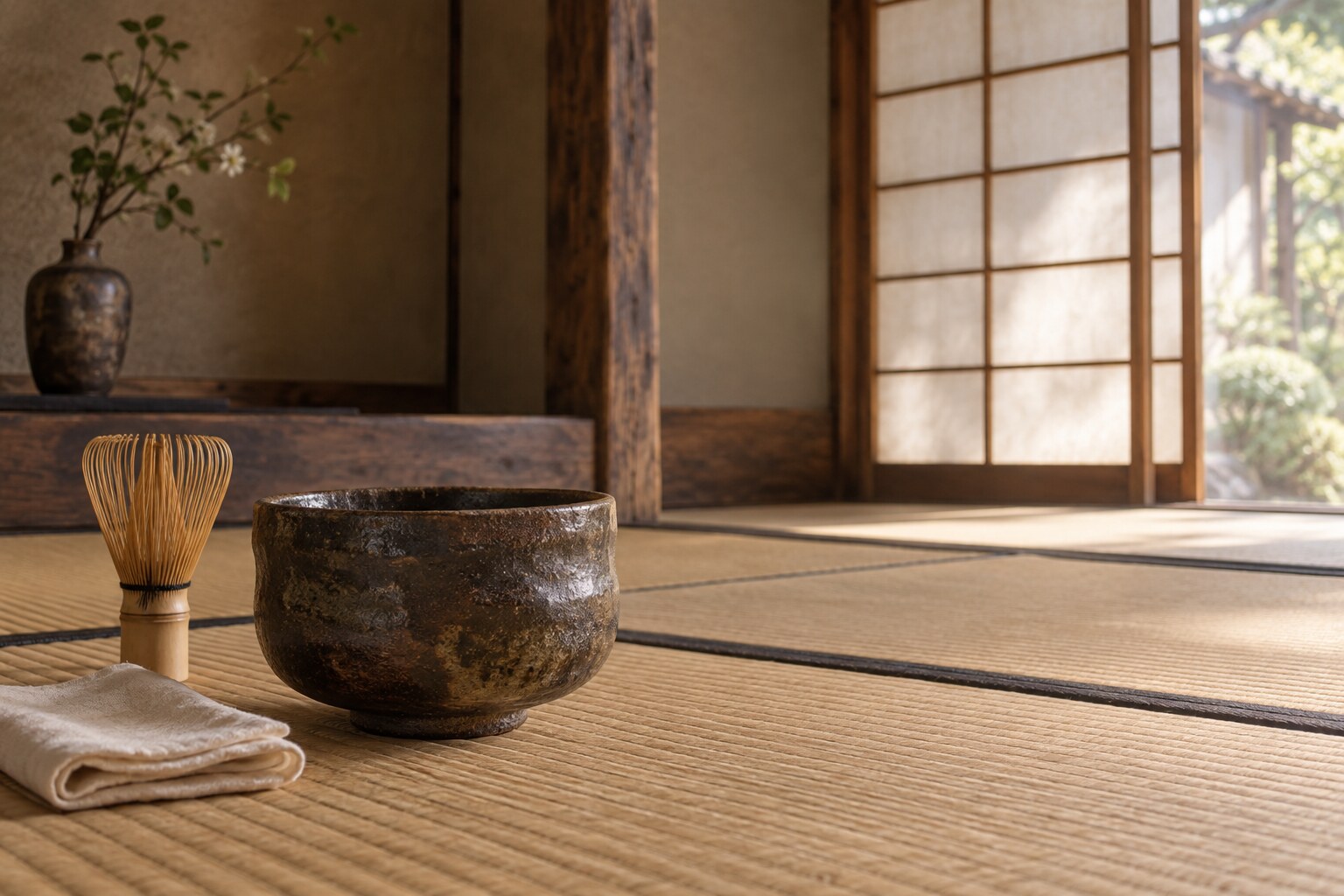 茶会の伝承を考えるための茶碗の創作イメージ。逸話の実景ではない(AI生成イメージ)
