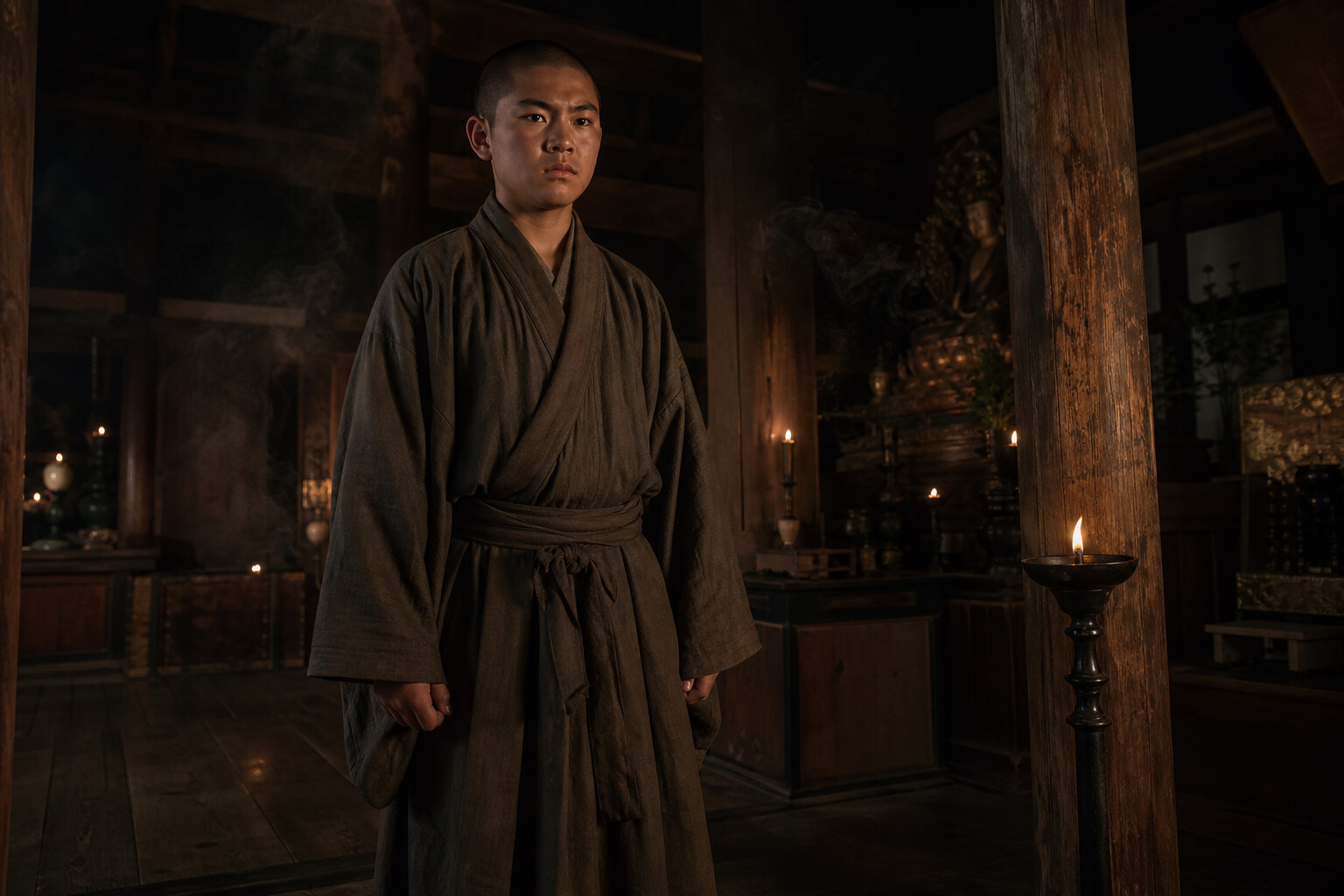 寺に入れられた少年時代の隆信（AI生成イメージ）