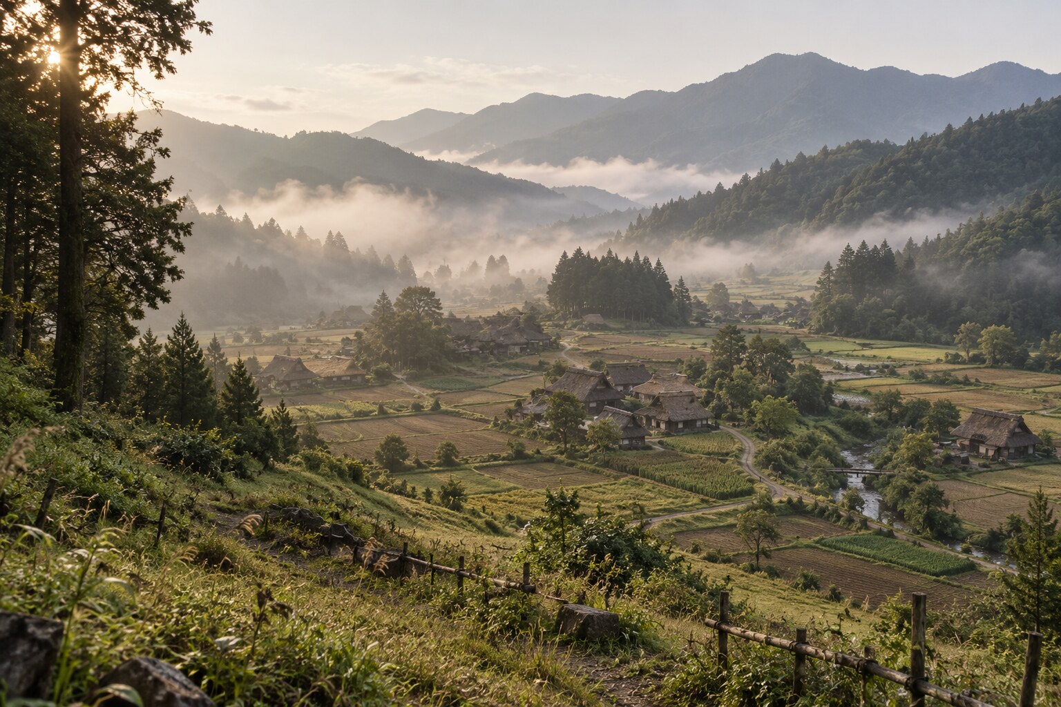 真田氏の本拠だった信濃小県の山里をイメージした風景(AI生成イメージ)