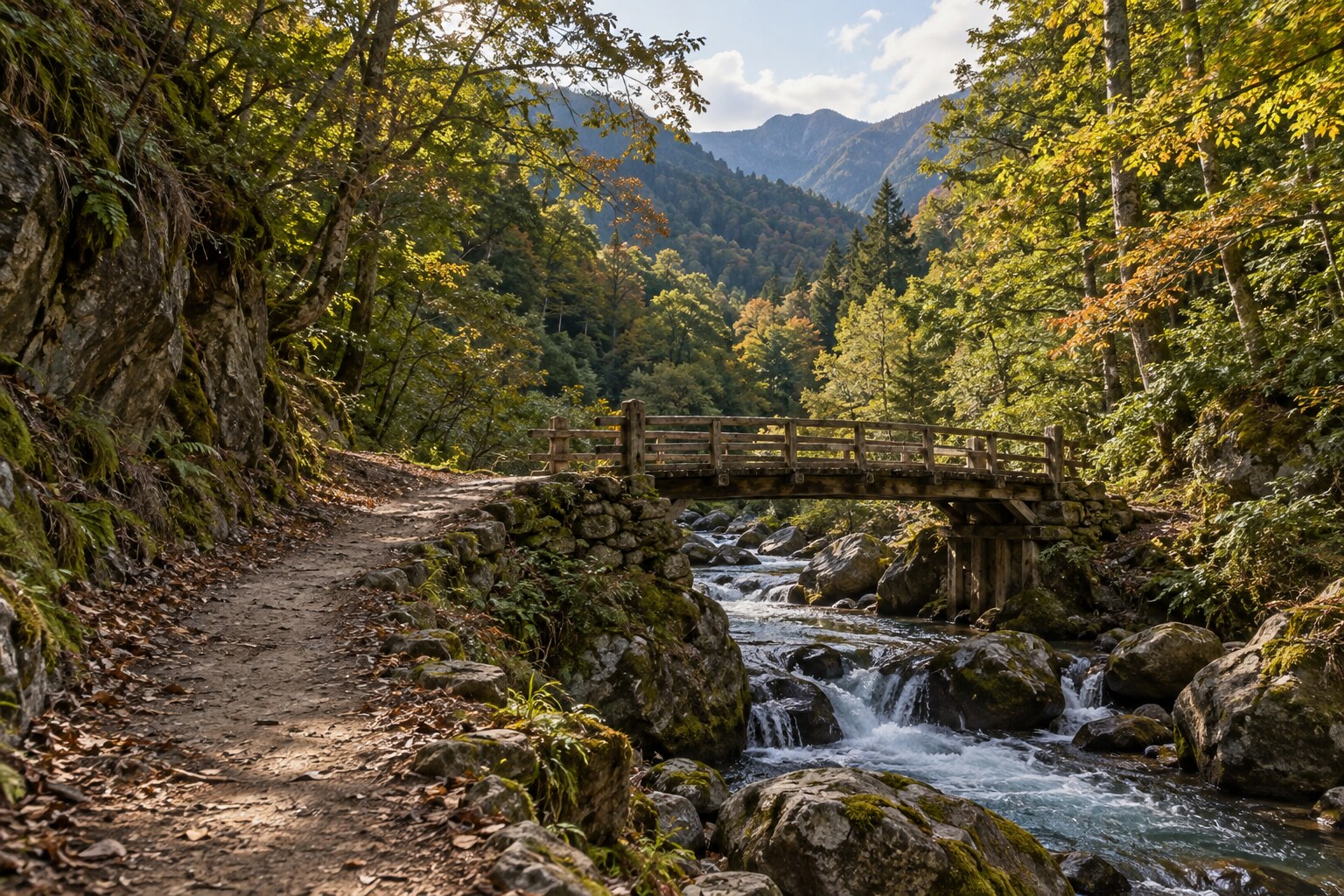 信濃と上野を隔てる山道をイメージした風景(AI生成イメージ)