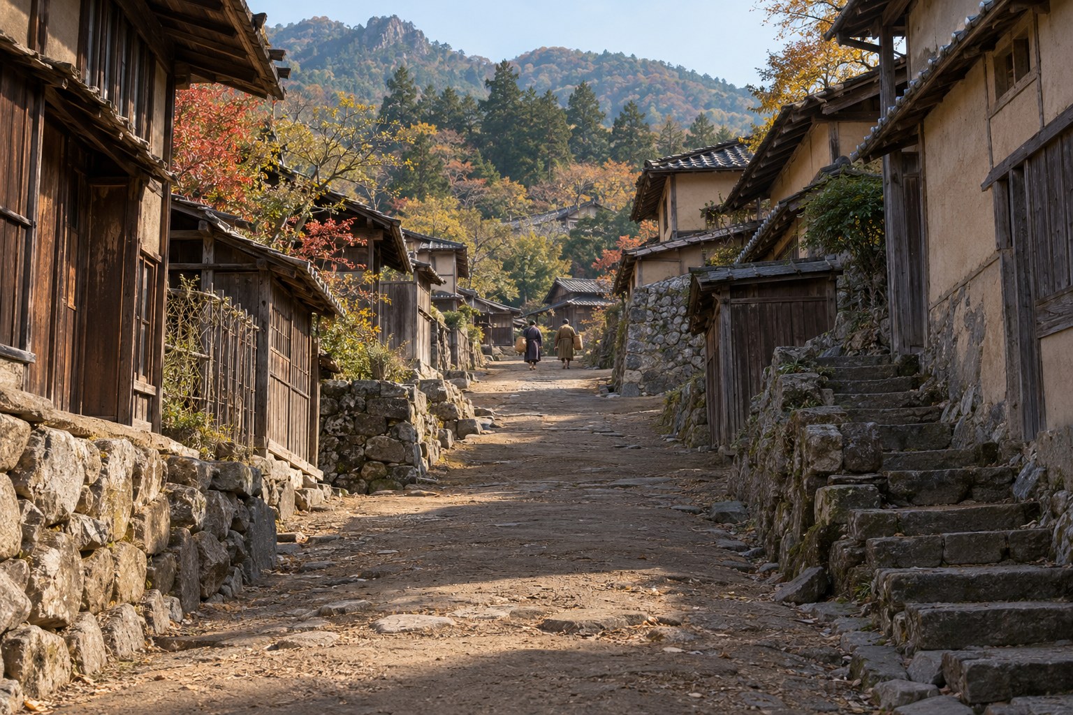 小諸の坂道と城下町をイメージした想像図(AI生成イメージ)