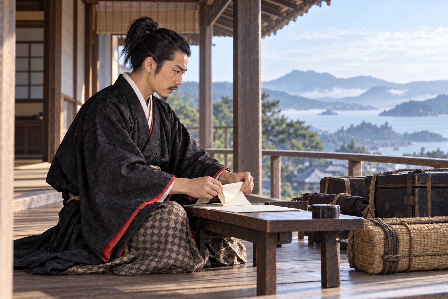 渡海を前にした若い忠恒を描く想像図(AI生成イメージ)