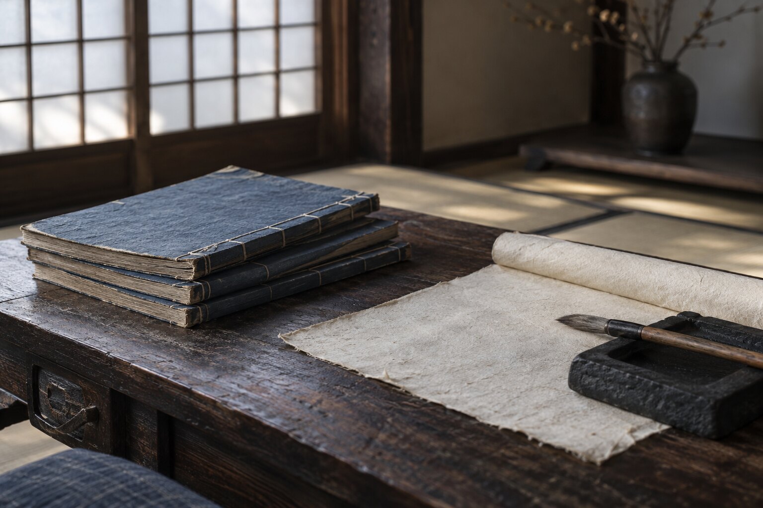 後世の家譜と記録をイメージした文書(AIによる想像図。史料原本ではない)(AI生成イメージ)