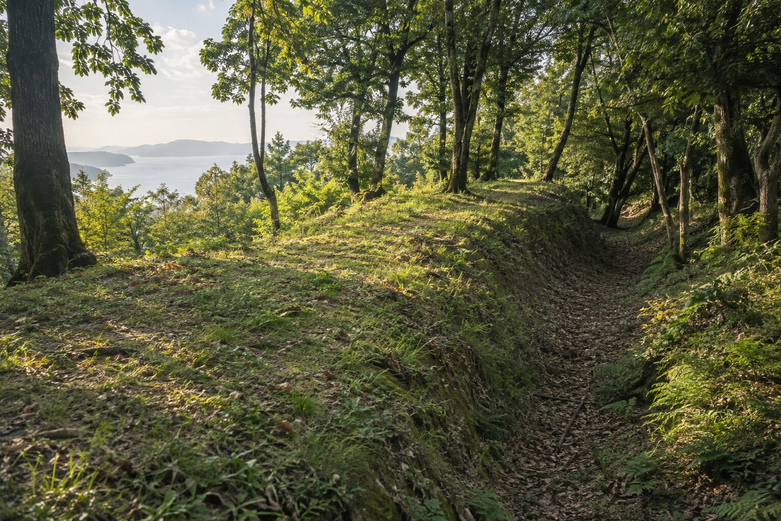 若山城跡を着想源とした山城跡の想像図。現地写真ではない（AI生成）（AI生成イメージ）