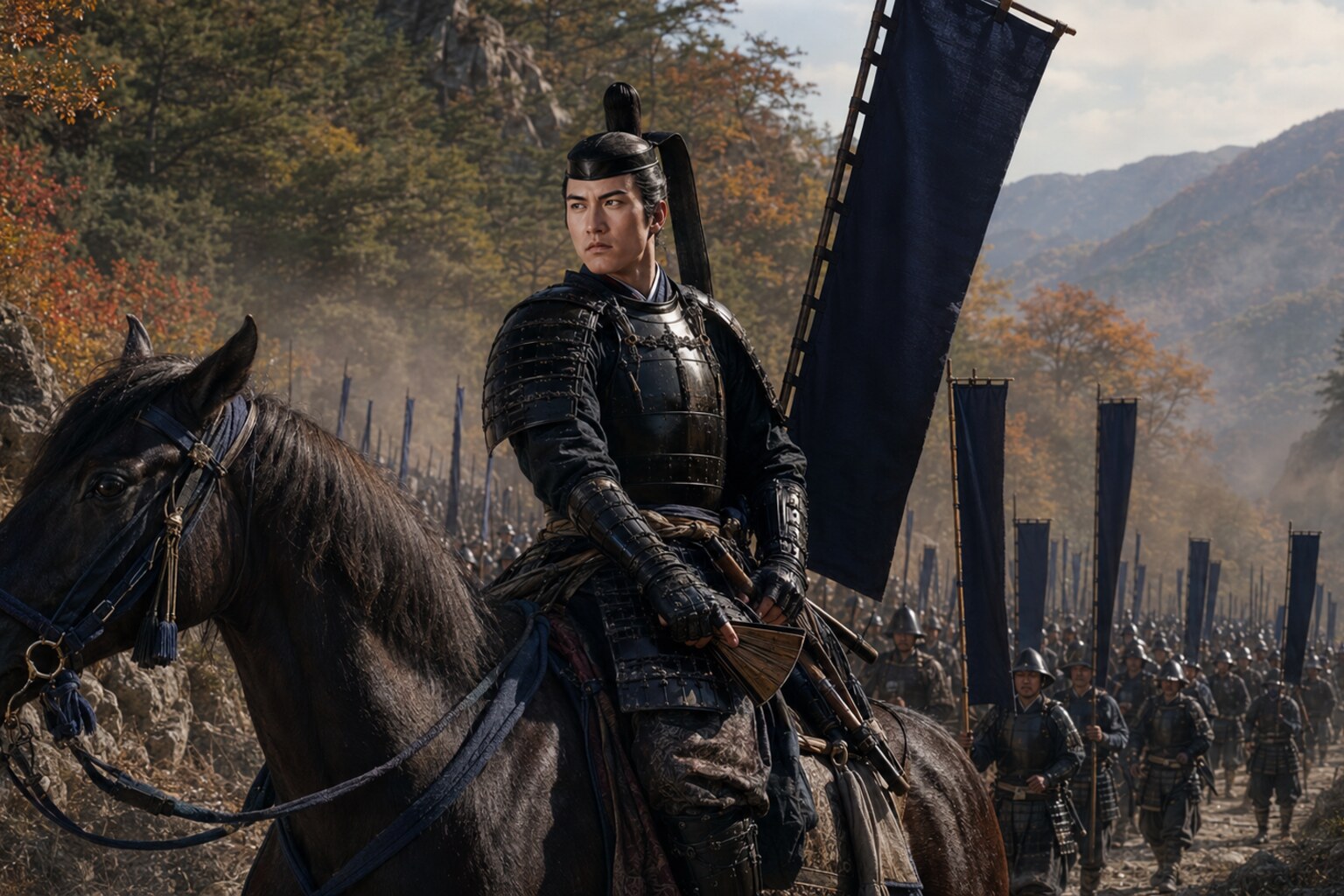 中山道進軍中の秀忠（AI生成イメージ）