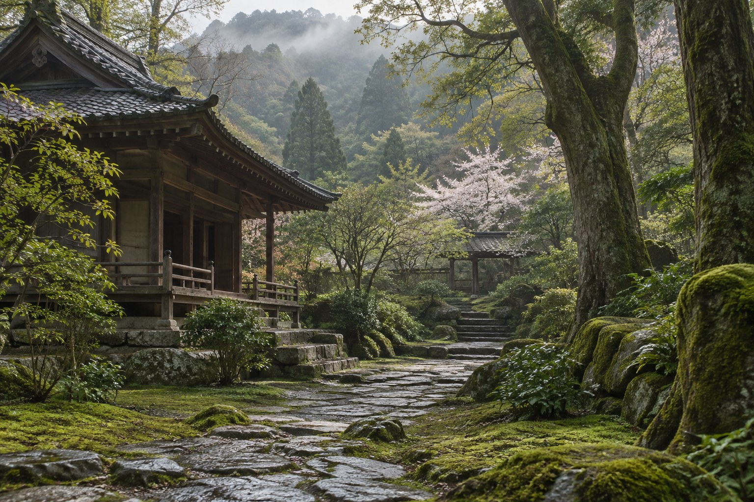天秀尼が暮らした東慶寺にちなむ寺院風景の想像図(AI生成イメージ)