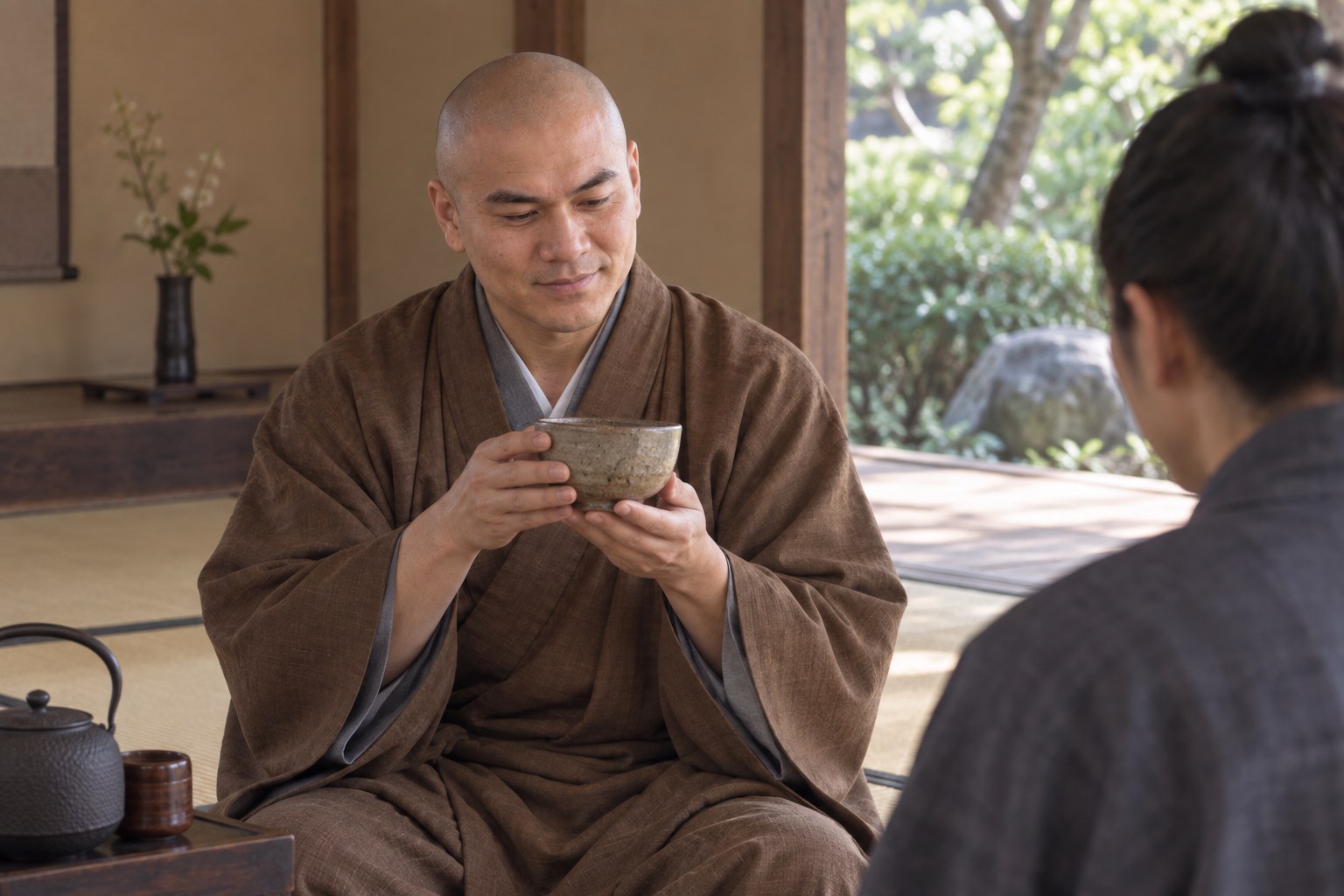 天王寺屋会記に見える順慶——茶の湯の世界(AI生成イメージ)